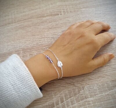 Sterling silver 925 leaf bracelet with tanzanite Swarovski crystals