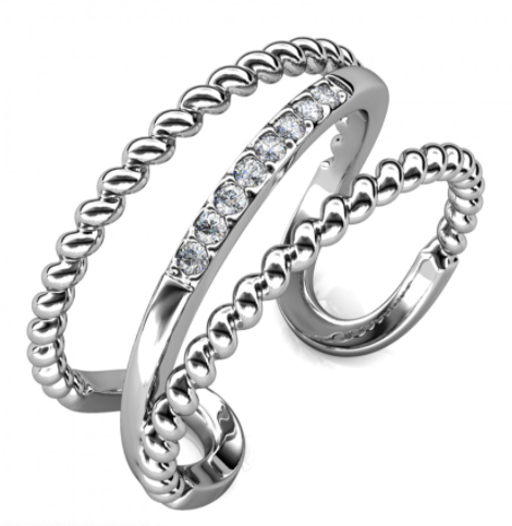 Rhodium-plated Irving ring