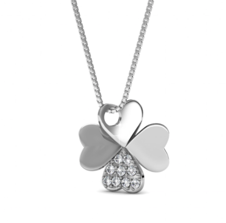 Rhodium-plated Luck Clover necklace