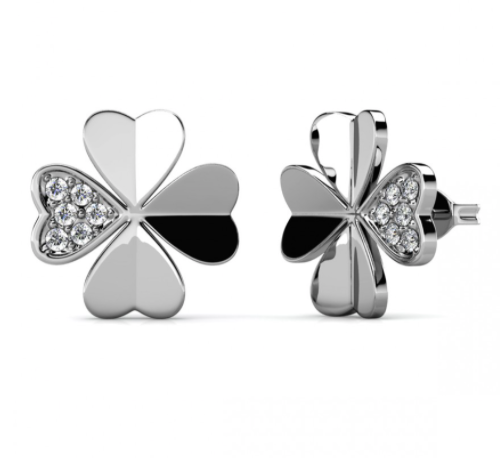 Rhodium-plated Luck Clover earrings
