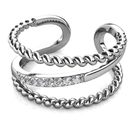 Rhodium-plated Irving ring