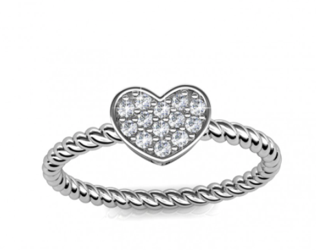 Rhodium-plated Twisted Heart ring
