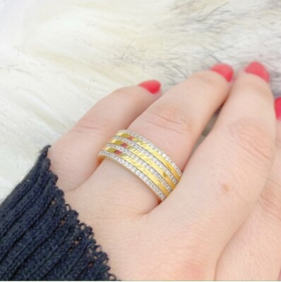 Gold plated layers ring with zirconia