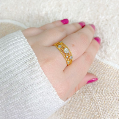 Gold plated orbit ring with zirconia