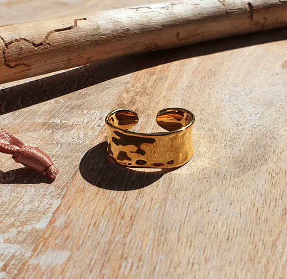 Gold plated unisex ring