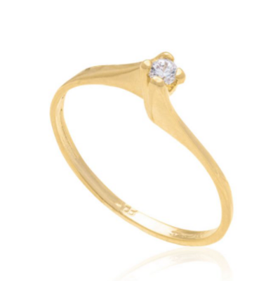 Gold plated solitaire ring with zirconia