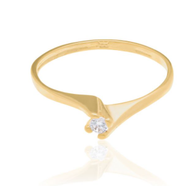 Gold plated solitaire ring with zirconia