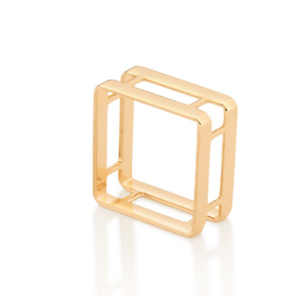Gold plated double square ring