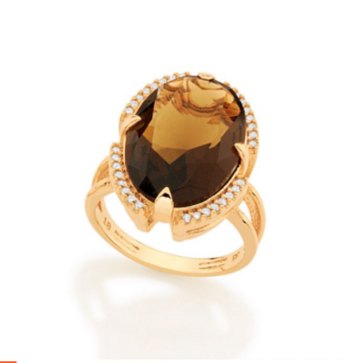 Gold plated brown stone maxi ring
