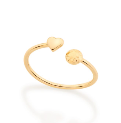 Gold plated solid heart skinny ring