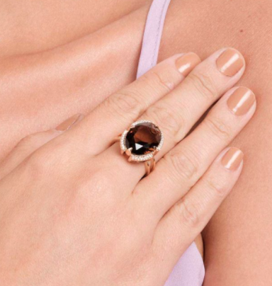 Gold plated brown stone maxi ring