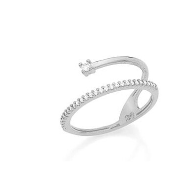 Rhodium-plated ring with zirconia