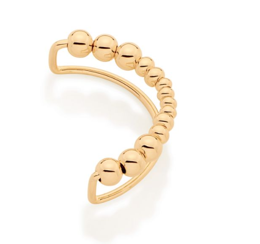 Gold plated spheres ear cuff