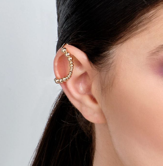 Gold plated spheres ear cuff