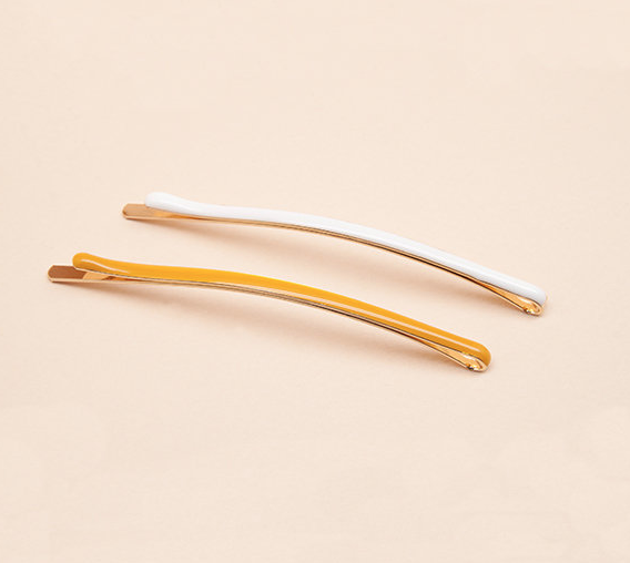 Gold plated hair clip hand-enamelled in dark green