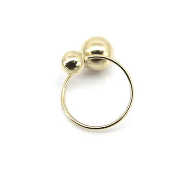 Adjustable gold-plated circle double champagne ring
