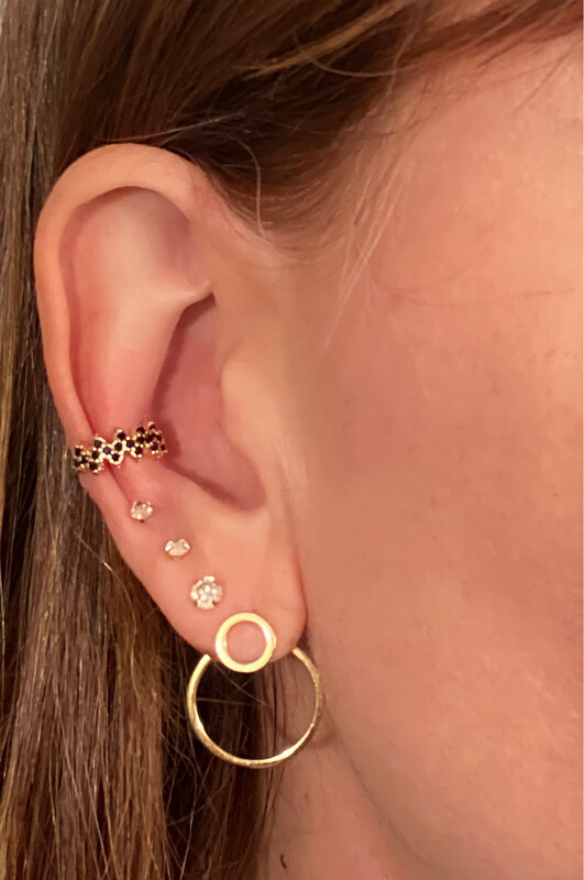 Gold plated ear cuff with black zirconia