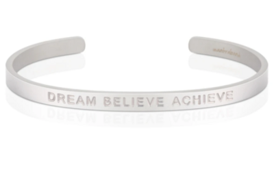 DREAM BELIEVE ACHIEVE - Stainless steel mantra bold bracelet