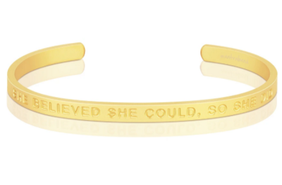 SHE BELIEVED SHE COULD SO SHE DID - Stainless steel mantra bold bracelet