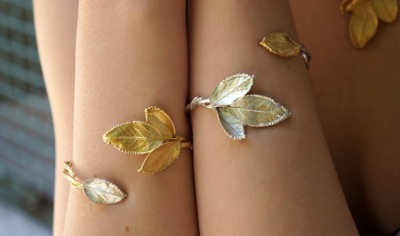 Rose Leaf bracelet in sterling recycled silver 925