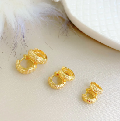 Gold-plated trio little hoops earrings
