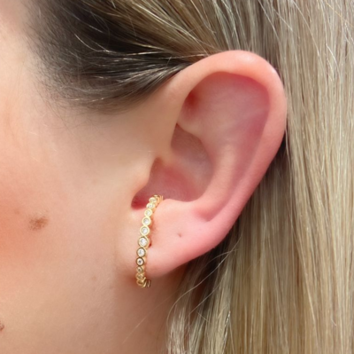 Gold plated ear hook earring with zirconia