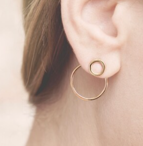 Gold plated circle ear jacket earring