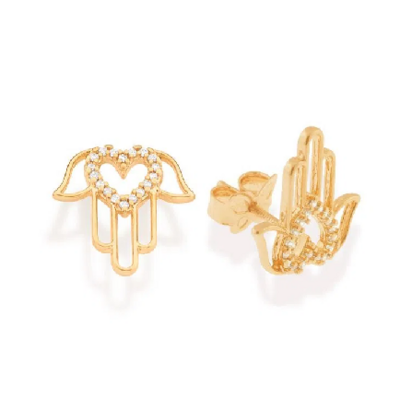 Gold plated Hamsa hand earring