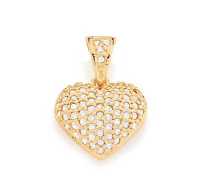 Gold-plated bold heart pendant with zirconia