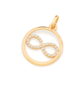 Gold plated forever pendant with zirconia