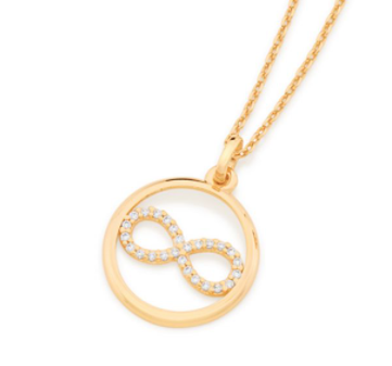 Gold plated forever pendant with zirconia
