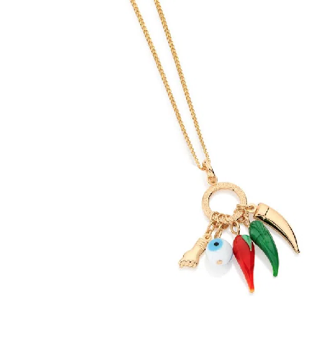 Gold plated protection pendant with Murano glass