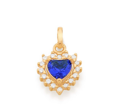 Gold plated royal heart pendant in blue
