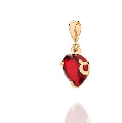 Gold plated heart pendant in red crystal