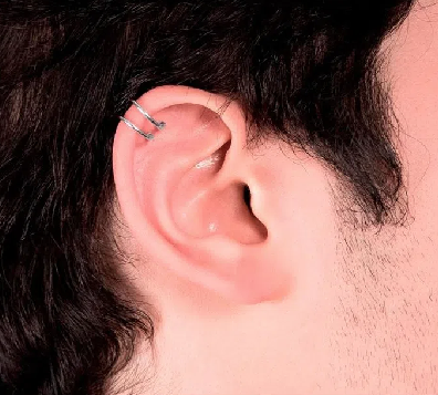 Rhodium plated bands ear cuff