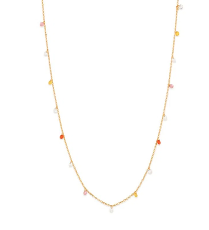 Gold plated necklace with warm colours crystals