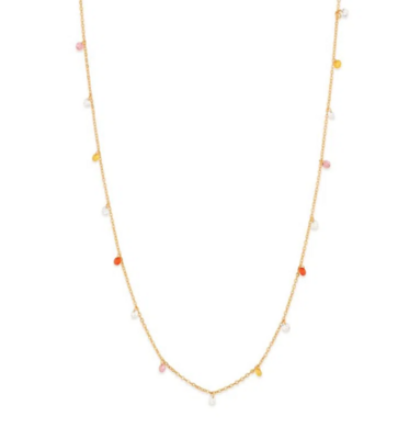 Gold plated necklace with warm colours crystals