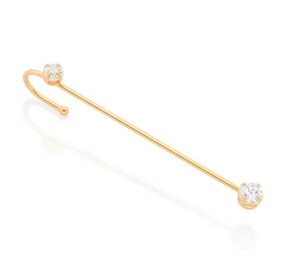 Gold plated ear pin earring with zirconia