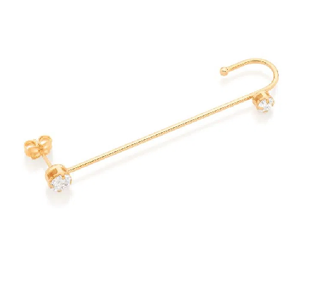 Gold plated ear pin earring with zirconia