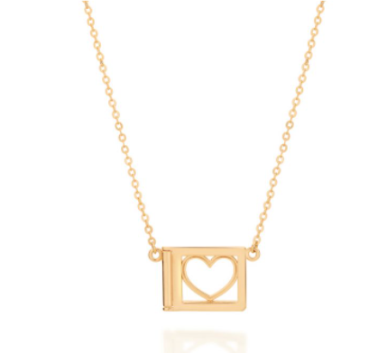 Gold plated heart photo locket necklace - reliquary pendant