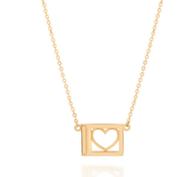 Gold plated heart photo locket necklace - reliquary pendant