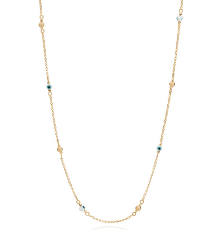Gold plated Greek evil eye necklace