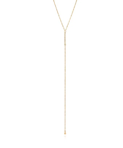 Gold plated y-tie necklace