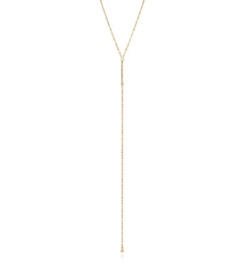 Gold plated y-tie necklace