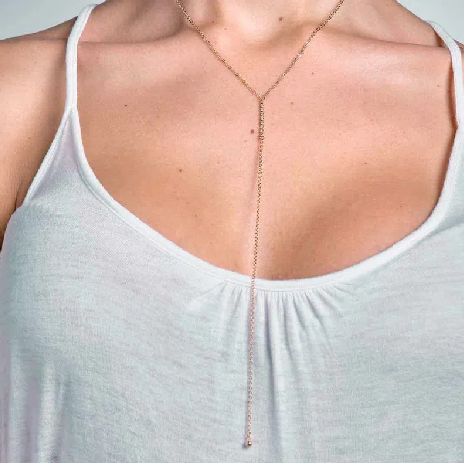 Gold plated y-tie necklace
