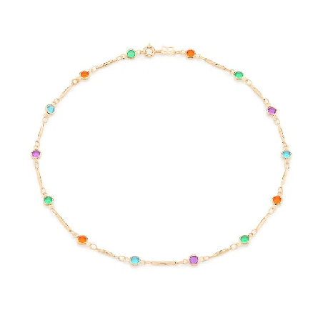 Gold plated colourful crystals necklace