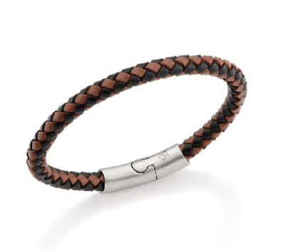Men's all brown leather bracelet