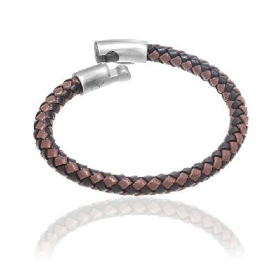 Men's all brown leather bracelet