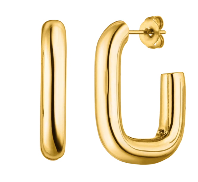 Gold-plated bold rectangle earring