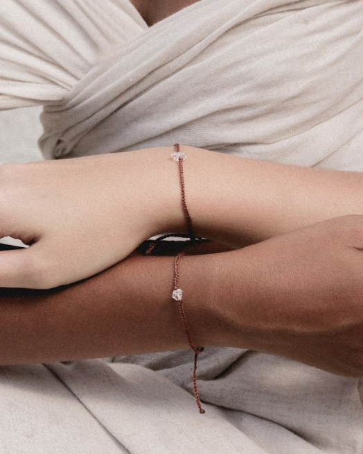 Friendship Bracelets with Herkimer diamonds - set of 2
